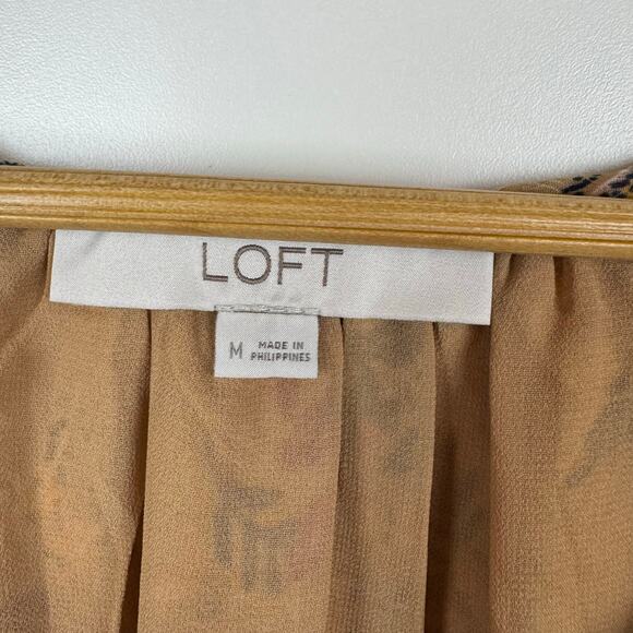 Loft Womens Floral Tie Neck Blouse in Amber Sz M Office Boho Casual Peasant Fall - Picture 12 of 16